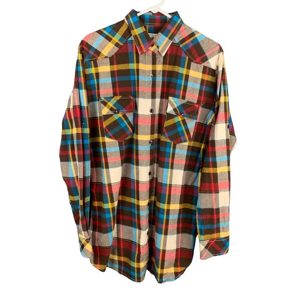 Matchstick Argus Flannel Men's L Multicolor Plaid Longsleeve Button Up - Picture 1 of 7